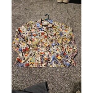 Women's XL Christopher & Banks Jacket Multi Print Animal Travel Theme